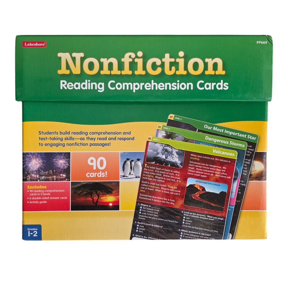 Lakeshore Nonfiction Reading Comprehension Cards Grades 1-2 90 Card Set NWOT